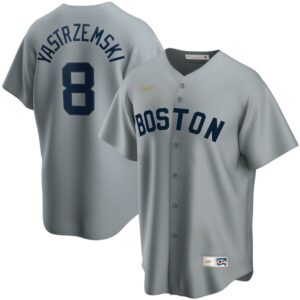 Men's  Boston Red Sox #8 Carl Yastrzemski Road Cooperstown Collection Player Gray Jersey