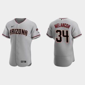 Men's Arizona Diamondbacks #34 Mark Melancon Gray Road Flex Base Jersey