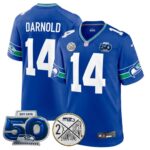 Sam Darnold #14 Seattle Seahawks Super Bowl 50th Patch Vapor Limited Game Jersey - All Stitched