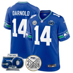 Sam Darnold #14 Seattle Seahawks Super Bowl 50th Patch Vapor Limited Game Jersey - All Stitched
