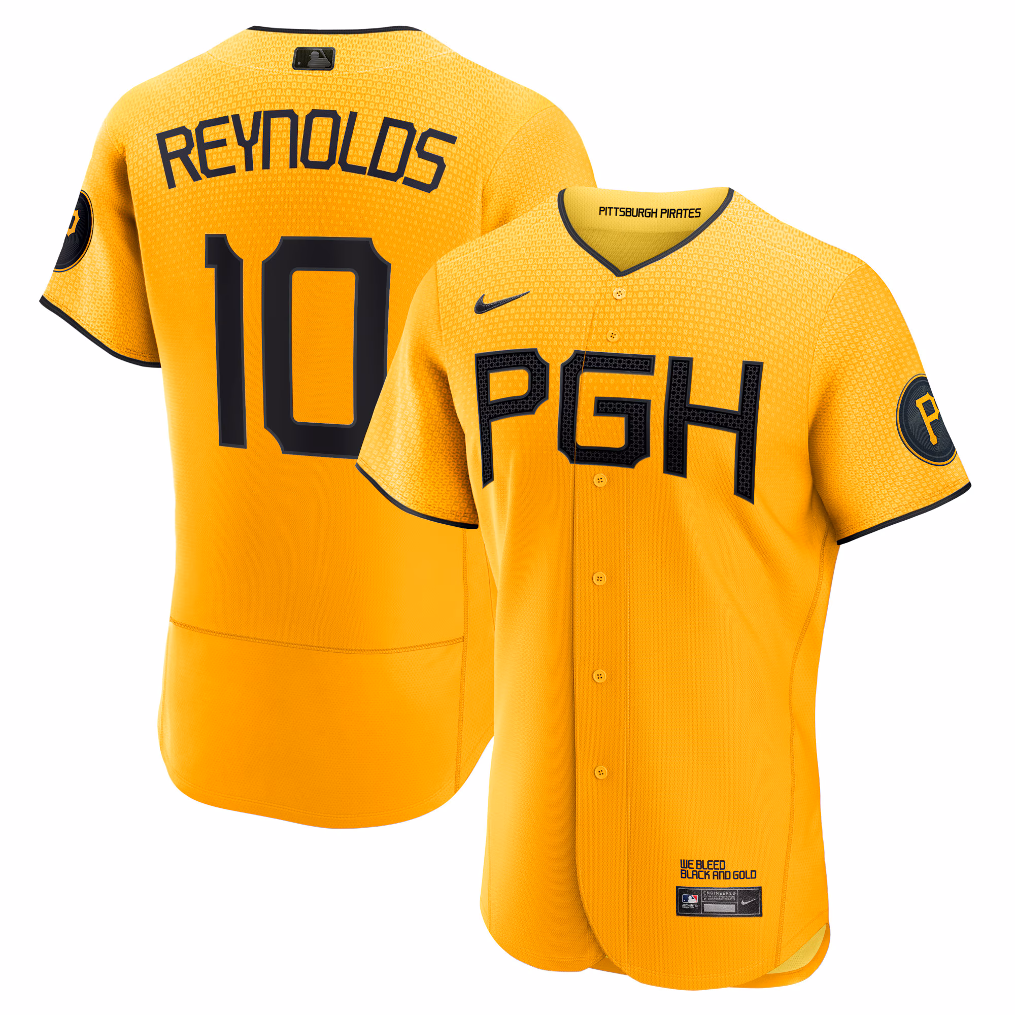 Pittsburgh Pirates Bryan Reynolds #10 Gold City Connect Authentic Player Jersey