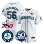 Randy Arozarena #56 Seattle Mariners 250th Anniversary & AL West Vapor Premier Limited Jersey - White