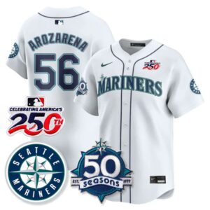 Randy Arozarena #56 Seattle Mariners 250th Anniversary & AL West Vapor Premier Limited Jersey - White