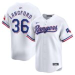 Men's Texas Rangers #36 Wyatt Langford  White 2024 Gold Collection Limited Player Jersey