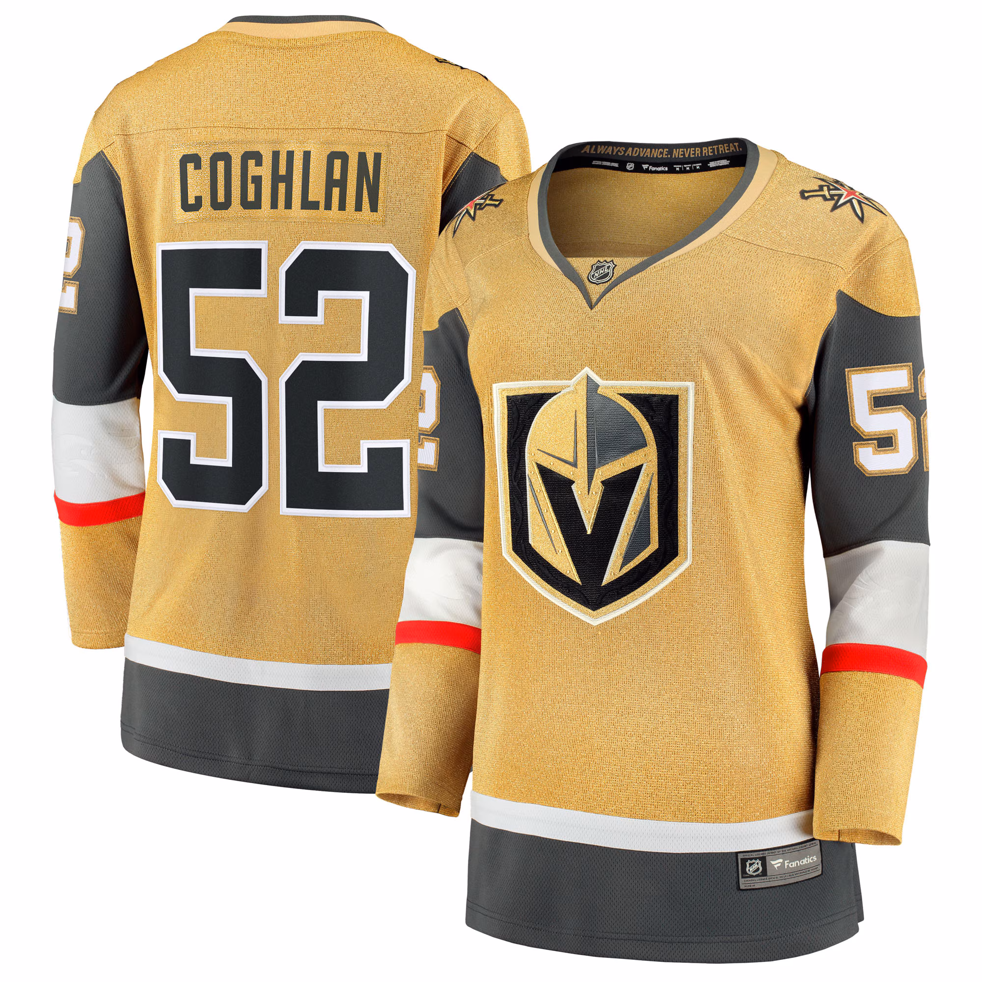 Women's Vegas Golden Knights Dylan Coghlan #52 Fanatics Gold Home Breakaway Jersey