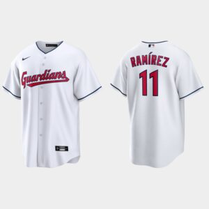 Men's Cleveland Guardians #11 Jose Ramirez White Home Jersey