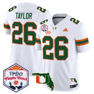 Sean Taylor #26 Miami Hurricanes MIA 2026 The Fiesta Bowl & Florida Patch Vapor Limited Jersey - All Stitched
