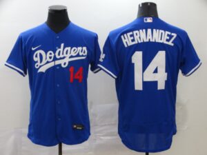 Men's Los Angeles Dodgers #14 Enrique Hernandez Blue Stitched Flex Base  Jersey