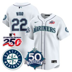 Bryan Woo #22 Seattle Mariners 250th Anniversary & AL West Vapor Premier Limited Jersey - White