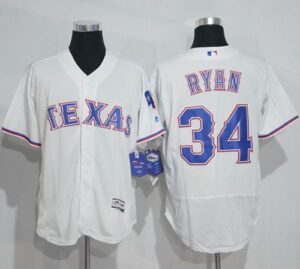 Texas Rangers #34 Nolan Ryan White Flexbase Collection Stitched Jersey