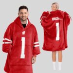 Adult #1 Wisconsin Football Unisex Blanket Hoodie