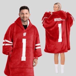 Adult #1 Wisconsin Football Unisex Blanket Hoodie