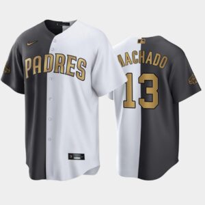 Men's San Diego Padres #13 Manny Machado White Charcoal 2022 All-Star Game Split Jersey