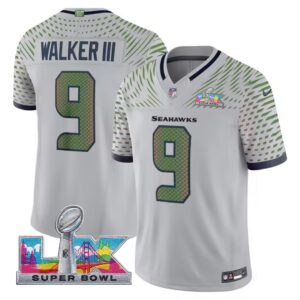 Kenneth Walker III #9 Seattle Seahawks 2025 Rivalries Super Super Bowl LX Patch Vapor Limited Jersey