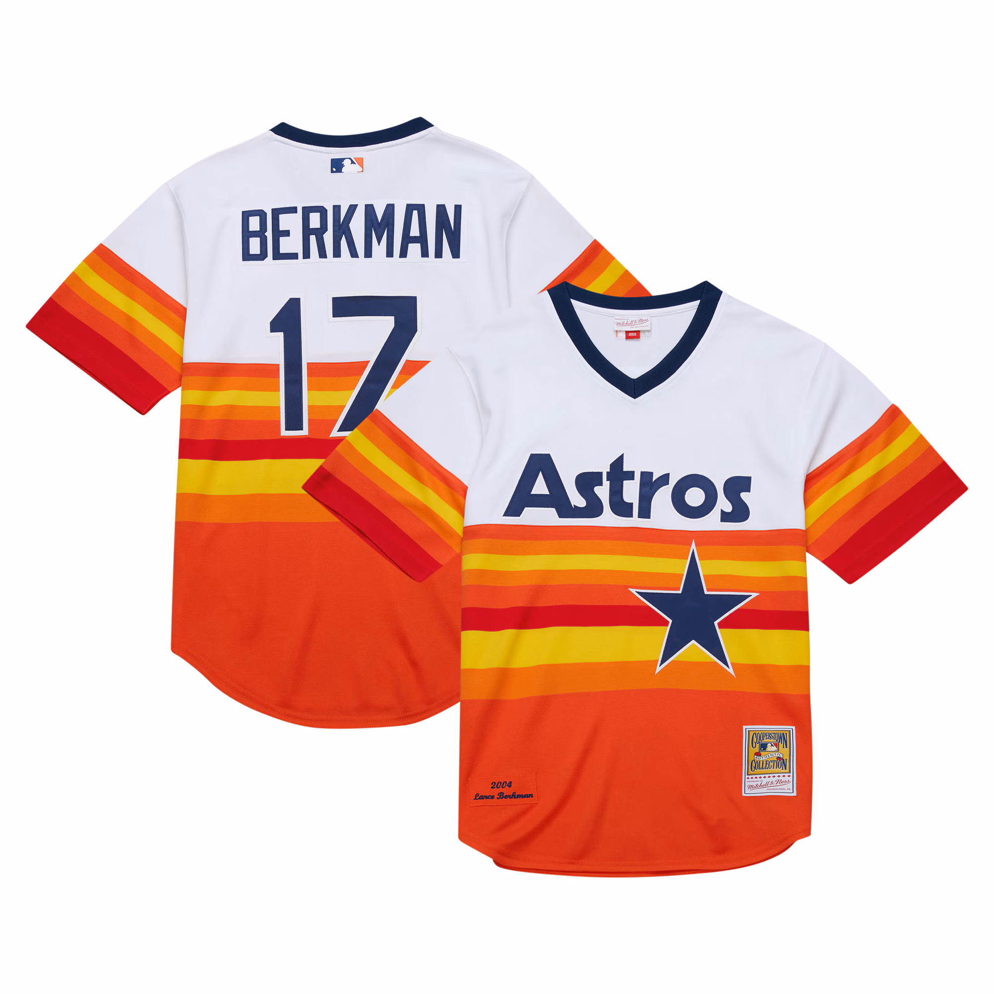 Houston Astros Lance Berkman #17 Mitchell & Ness White 2004 Cooperstown Collection Authentic Throwback Jersey
