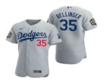 Men's Los Angeles Dodgers #35 Cody Bellinger Gray 2020 World Series Flex Base  Jersey
