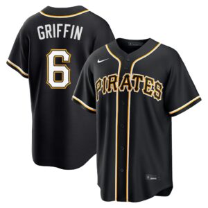 Konnor Griffin #6 Pittsburgh Pirates Fashion Replica Black Out Jersey - Black