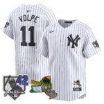 Anthony Volpe #11 New York Yankees Jackie Robinson Patch Collection Limited Jersey - White