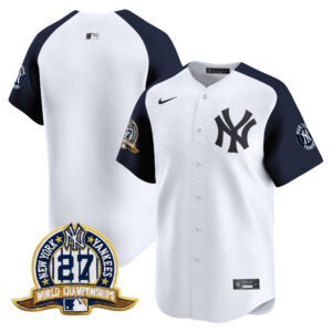 Team New York Yankees 27 Time Champions Patch Vapor Premier Limited Jersey - White Alternate
