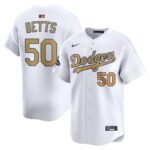 Men's #50 Mookie Betts Los Angeles Dodgers  2025 Gold Collection Limited White Jersey