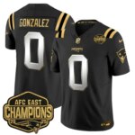Christian Gonzalez #0 New England Patriots 2026 AFC East Champions Gold Vapor Limited Jersey - All Stitched