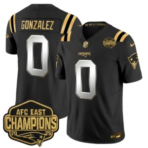 Christian Gonzalez #0 New England Patriots 2026 AFC East Champions Gold Vapor Limited Jersey - All Stitched