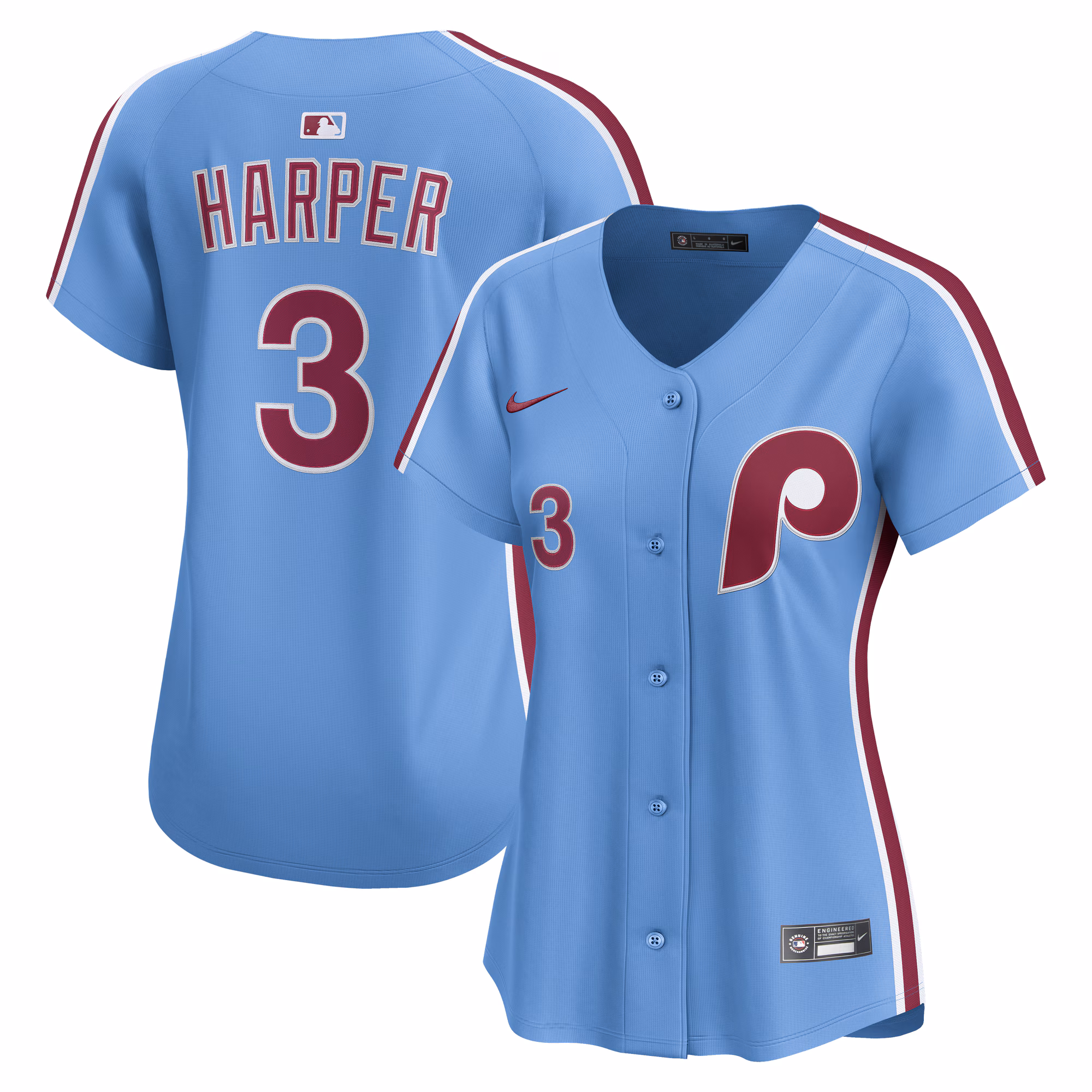 Women's Philadelphia Phillies Bryce Harper #3 Light Blue Alternate Limited Player Jersey