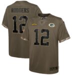 Aaron Rodgers Green Bay Packers  Youth 2022 Salute To Service Player Limited Jersey - Olive