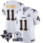 Micah Parsons #11 Cowboys Texas Patch Gold Trim Vapor Jersey - All Stitched