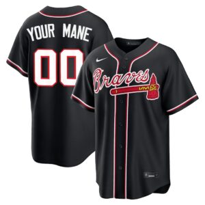 Custom #00 Atlanta Braves Fashion Replica Black Out Jersey