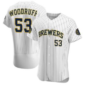 Men's Milwaukee Brewers #53 Brandon Woodruff White Flex Base Jersey