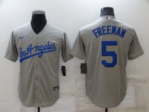 Men's  Los Angeles Dodgers #5 Freddie Freeman Grey Cool Base Stitched Jersey