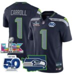 Pete Carroll #1 Seattle Seahawks Super Bowl LX Patch Game Jersey - All Stitched