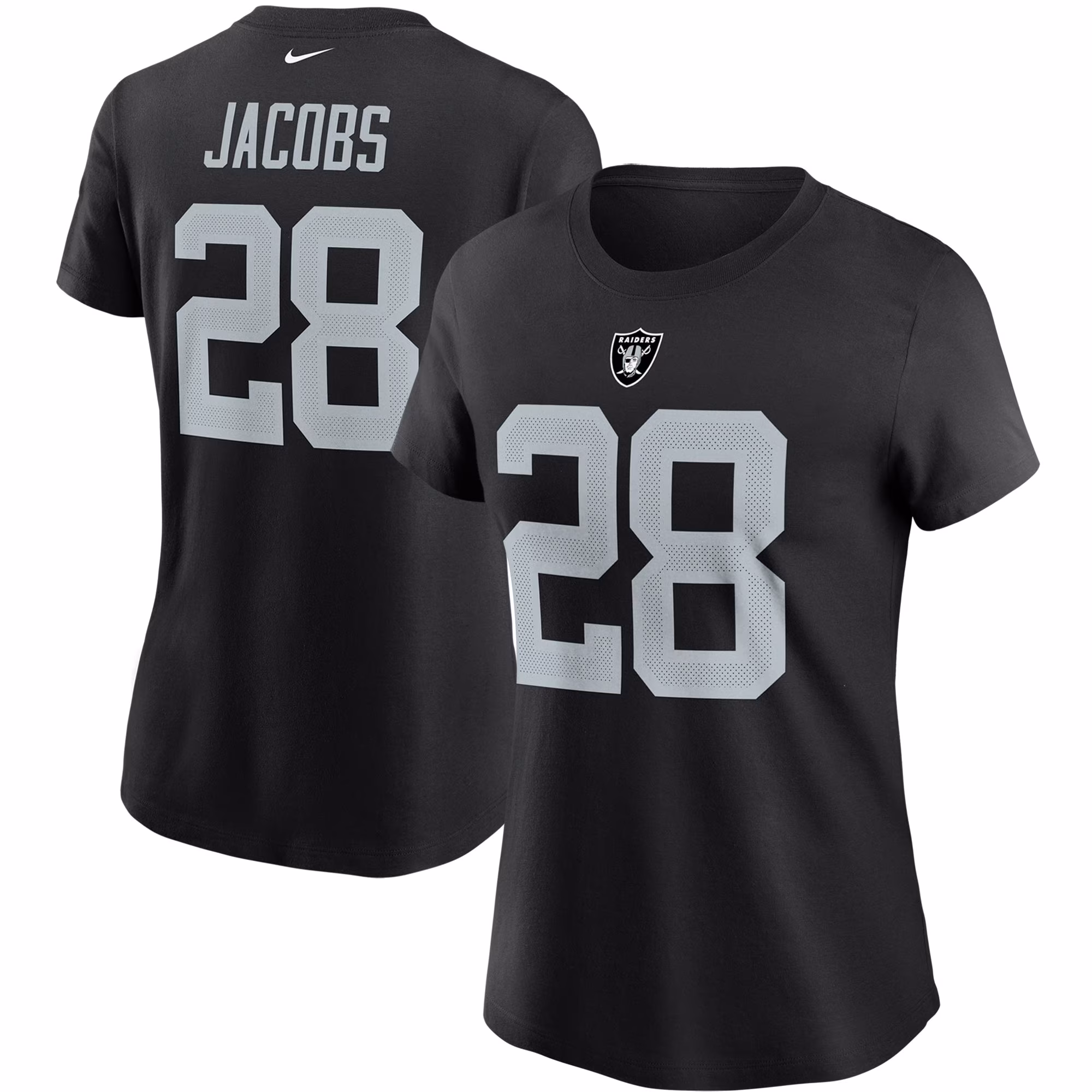Women's Josh Jacobs Black Las Vegas Raiders Name & Number T-Shirt