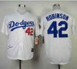 Mitchell And Ness 1955 Los Angeles Dodgers #42 Jackie Robinson White Throwback Stitched Jersey