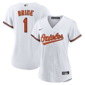 Women's Baltimore Orioles  White #1 Bride Home Replica Jersey