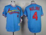 St. Louis Cardinals #4 Yadier Molina Blue 1982 Turn Back The Clock Stitched Jersey
