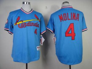 St. Louis Cardinals #4 Yadier Molina Blue 1982 Turn Back The Clock Stitched Jersey