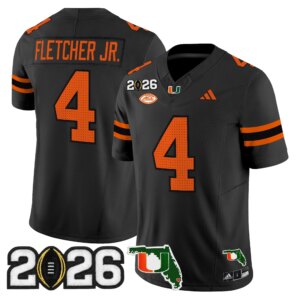 Mark Fletcher Jr. #4 Miami Hurricanes MIA 2026 CFP Final & Florida Patch Vapor Limited Jersey - All Stitched