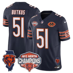 Dick Butkus #51 Chicago Bears CHI 2025 NFC North Champions Patch Jersey V2 - All Stitched
