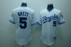 Mitchell And Ness Kansas City Royals #5 George Brett Stitched White Throwback Jersey