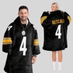 Adult 4 Pittsburgh Football Unisex Blanket Hoodie
