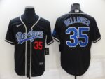 Men's  Los Angeles Dodgers #35 Cody Bellinger Black Throwback Cool Base Jersey