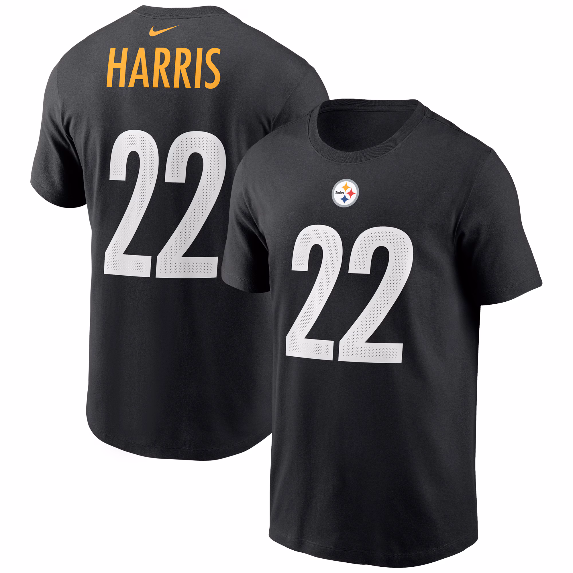 Men's Najee Harris Black Pittsburgh Steelers Player Name & Number T-Shirt