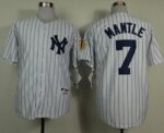 New York Yankees #7 Mickey Mantle White 75TH Throwback Stitched Jersey