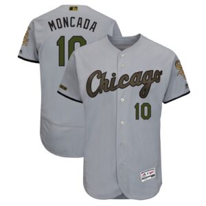 Men's Chicago White Sox #10 Yoan Moncada Majestic Gray 2018 Memorial Day Collection Flex Base Player Jersey