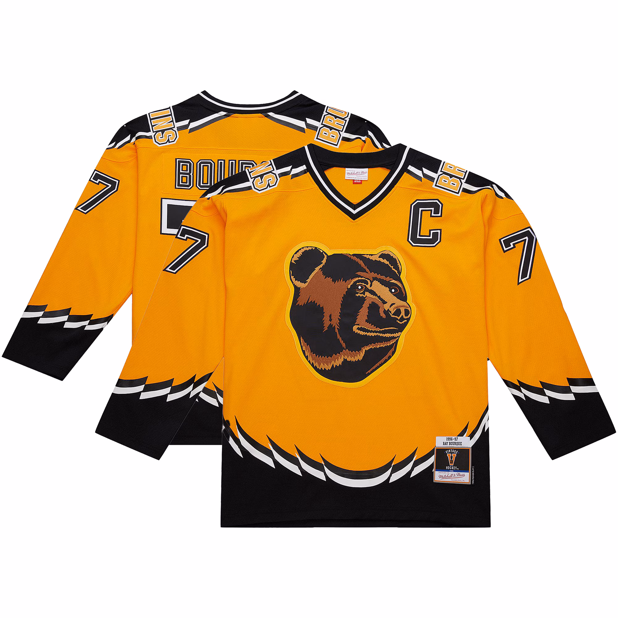 Boston Bruins Ray Bourque #77 Mitchell & Ness Gold Big & Tall 1996-97 Blue Line 2.0 Jersey
