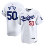 Men's Los Angeles Dodgers #50 Mookie Betts  White 2024 World Tour Seoul Series Home Limited Player Jersey