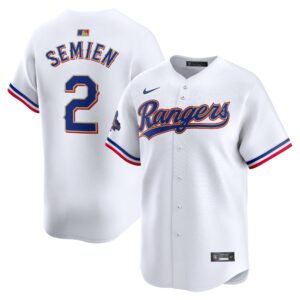 Men's Texas Rangers #2 Marcus Semien  White 2024 Gold Collection Limited Player Jersey