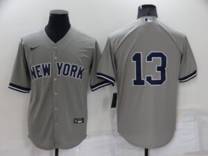 Men's New York Yankees #13 Alex Rodriguez Stitched Grey Cool Base Jersey